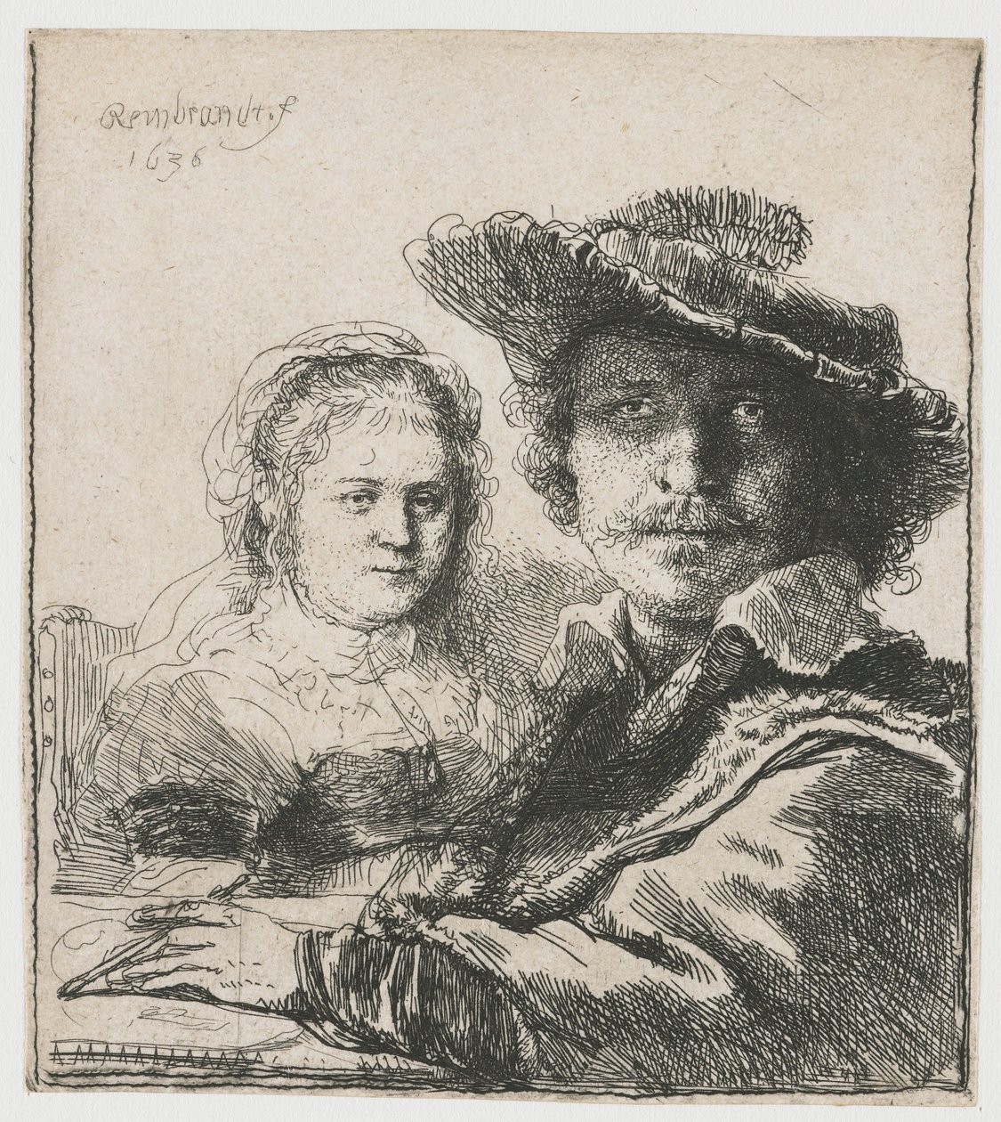 Zelfportret met Saskia door Rembrandt Harmensz. van Rijn