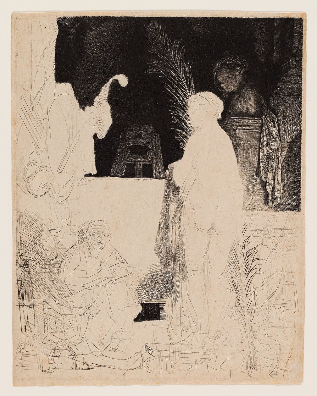 De kunstenaar tekent van het model, ca. 1639 door Rembrandt Harmensz. van Rijn