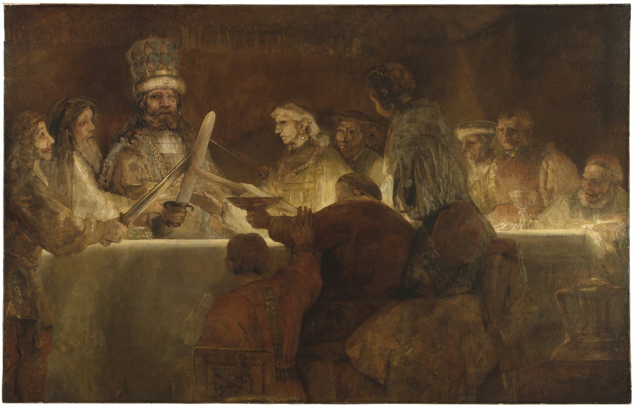 De samenzwering van de Bataven onder Claudius Civilis, ca. 1666 door Rembrandt van Rijn