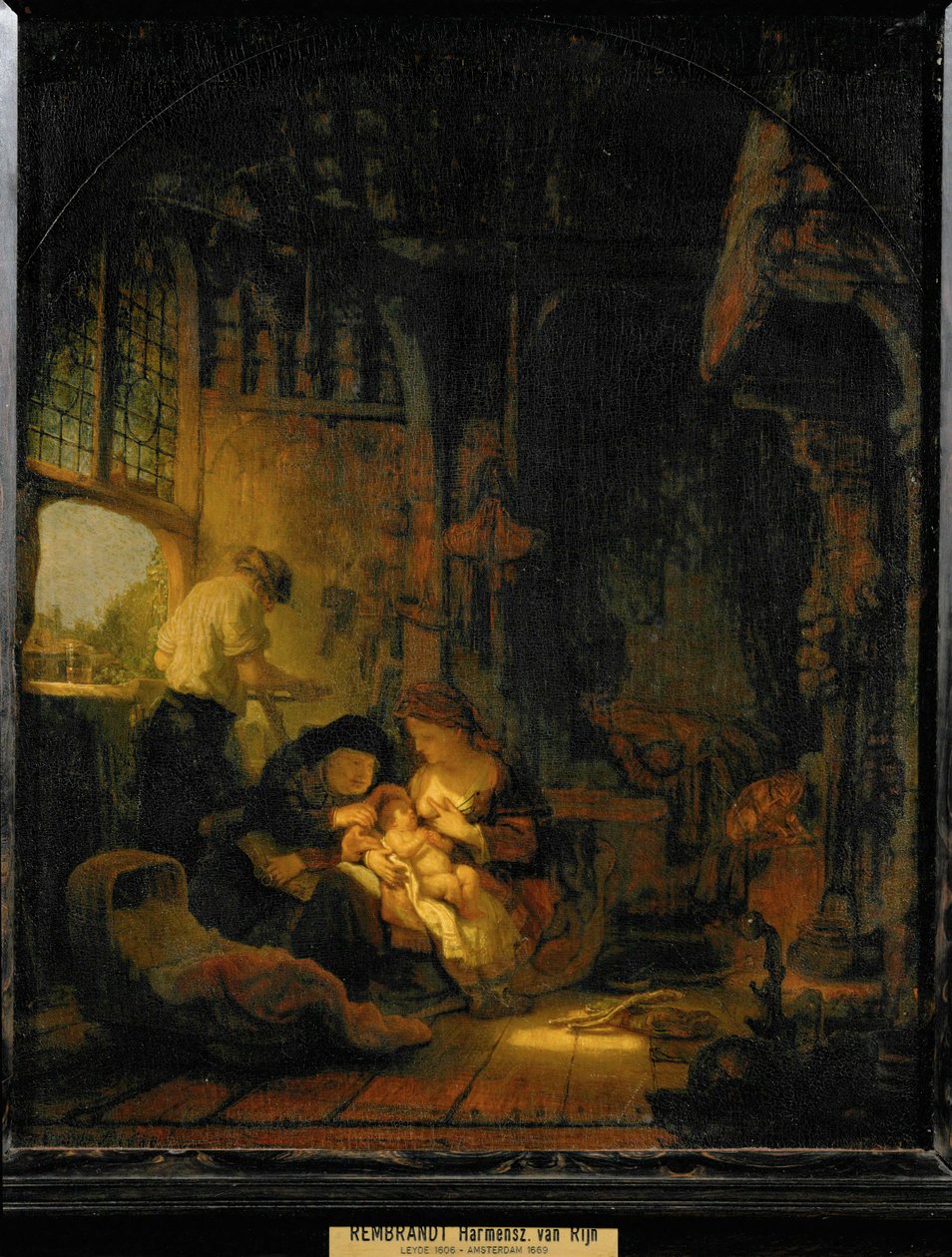 De Heilige Familie, ook bekend als "Het Huis van de Timmerman" ... door Rembrandt Harmensz. van Rijn