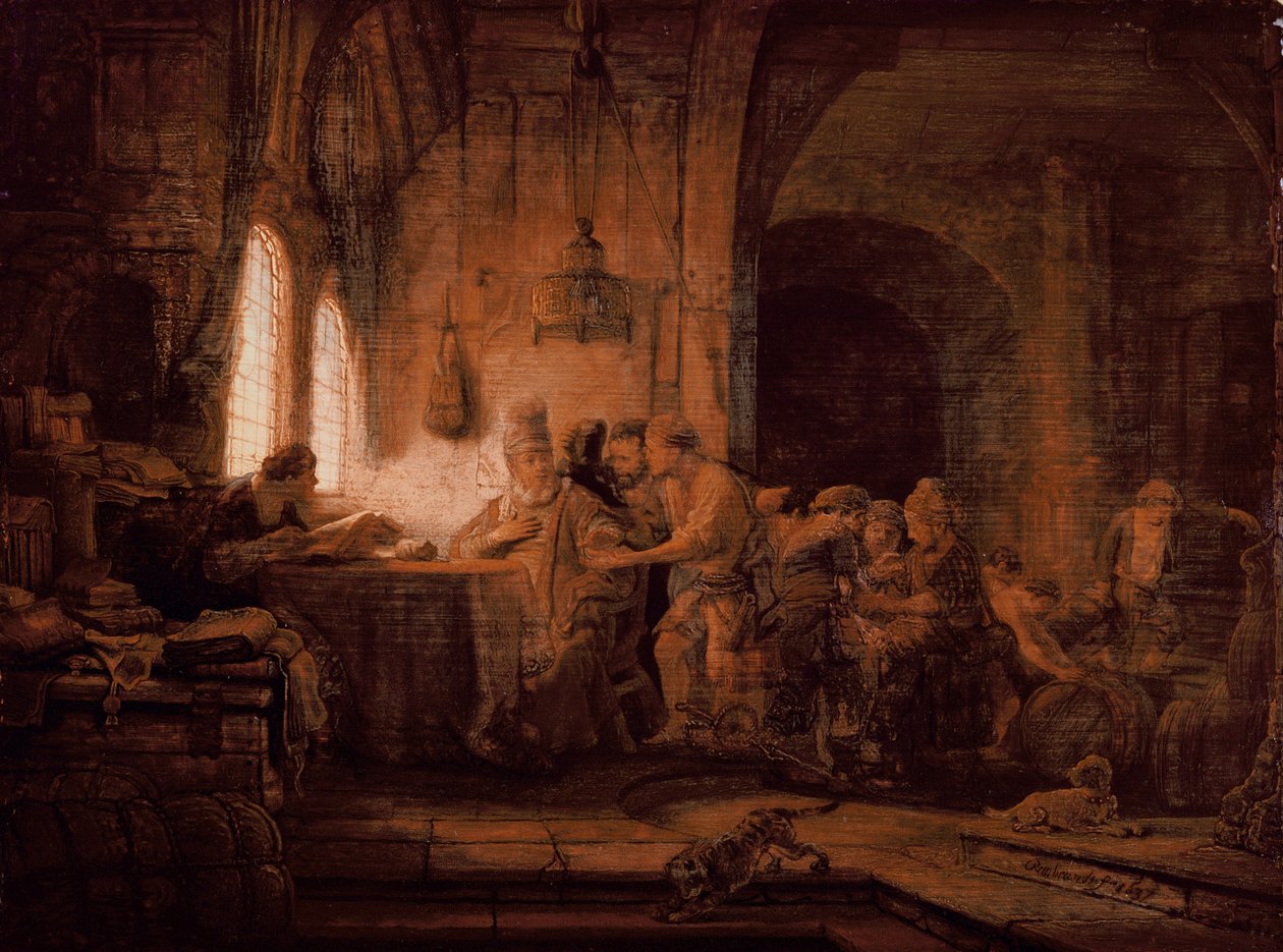 De gelijkenis van de arbeiders in de wijngaard door Rembrandt van Rijn