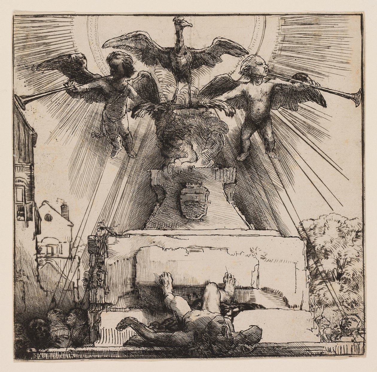 De feniks of het omvergeworpen standbeeld door Rembrandt Harmensz. van Rijn