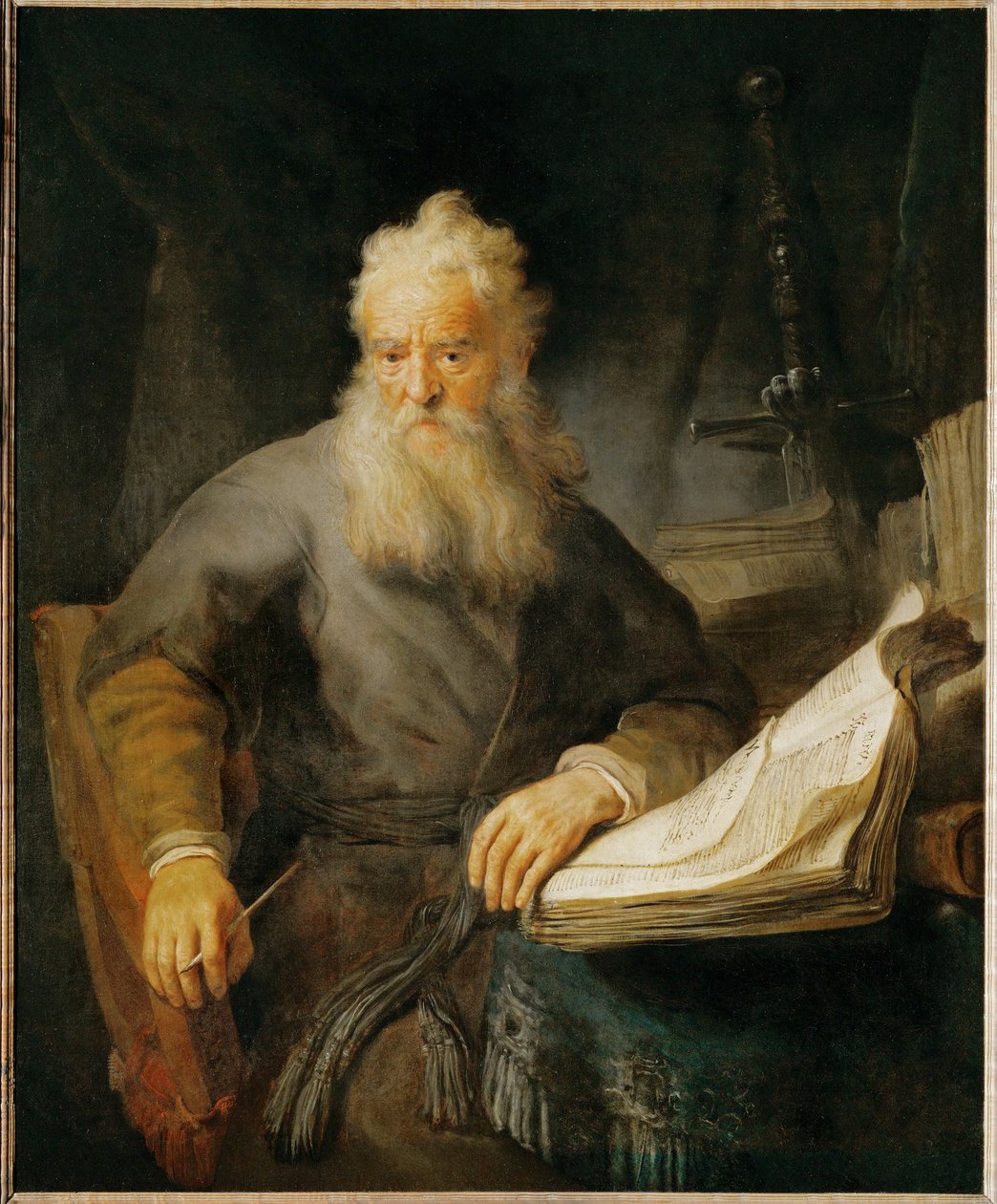 De apostel Paulus (schilderij op doek) door Rembrandt Harmensz. van Rijn
