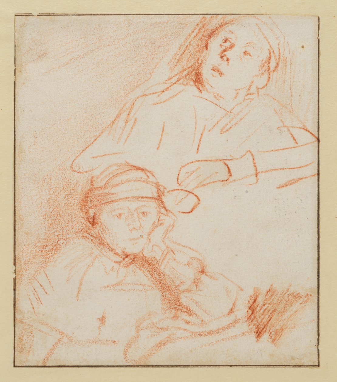 Twee studies van Saskia door Rembrandt van Rijn
