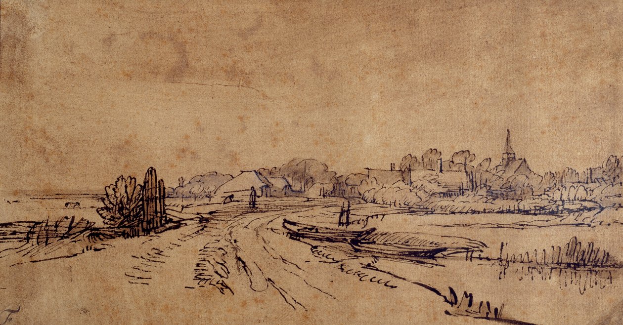 Gezicht op Sloten, ca. 1650 door Rembrandt Harmensz. van Rijn