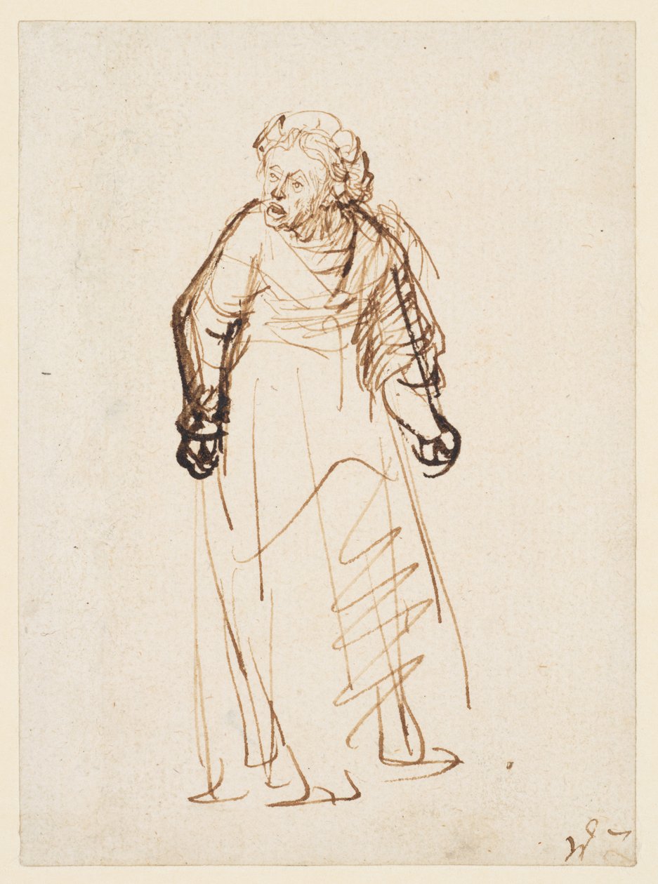 Vrouw die scheldt door Rembrandt Harmensz. van Rijn
