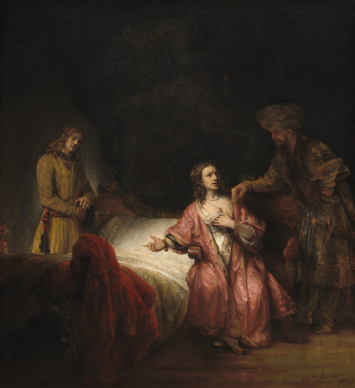 Jozef beschuldigd door de vrouw van Potifar, 1655 door Rembrandt Workshop