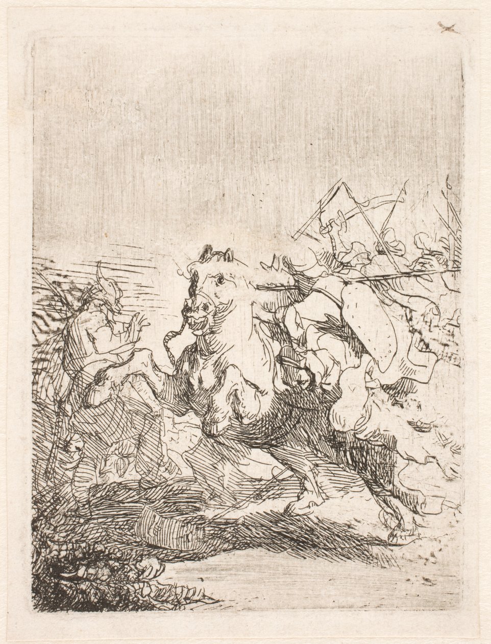 Een cavaleriegevecht door Rembrandt van Rijn