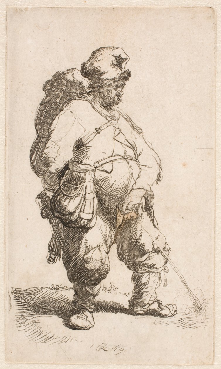 Een man die plast door Rembrandt van Rijn
