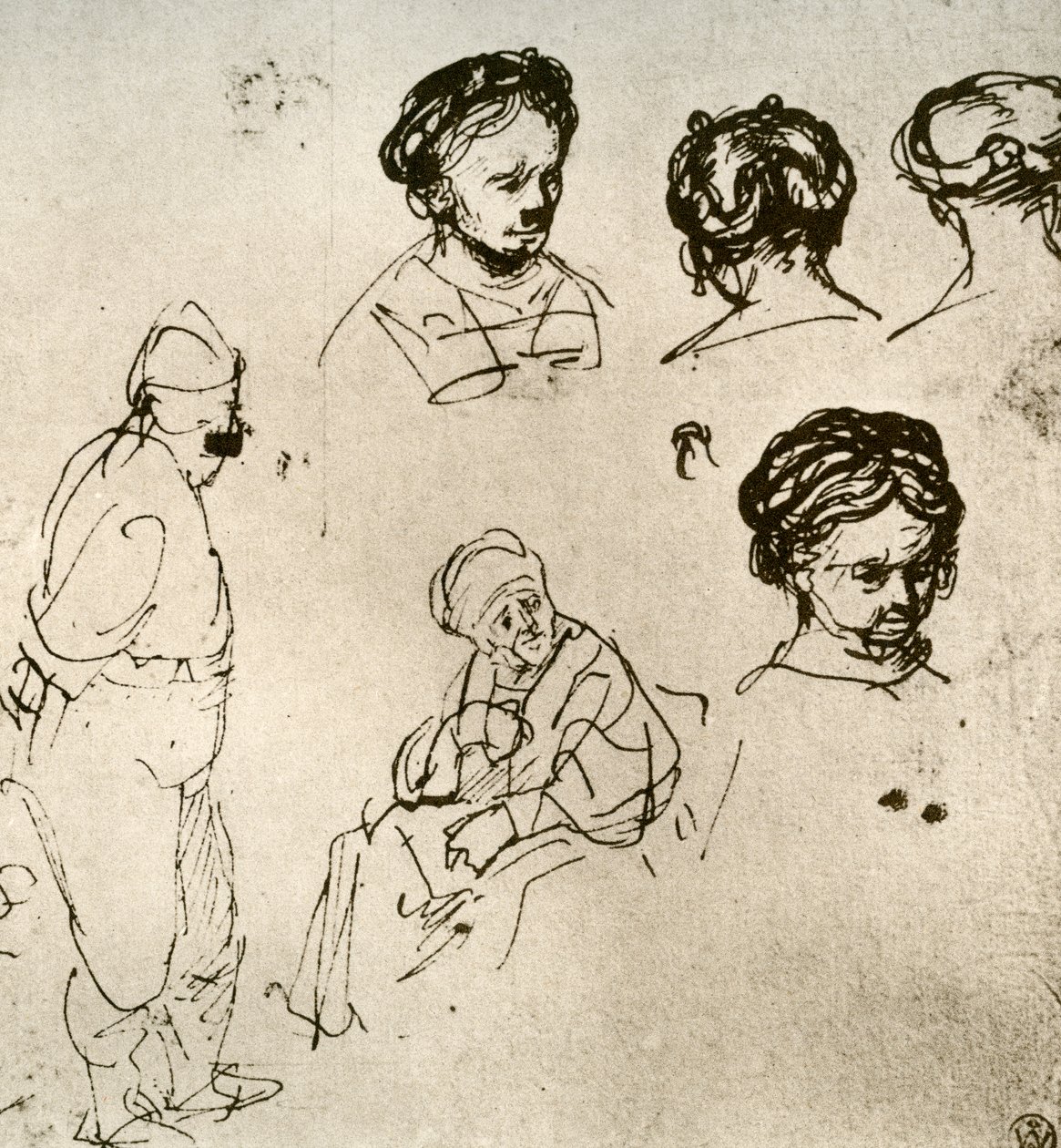 Een pagina met schetsen, 1913 door Rembrandt van Rijn