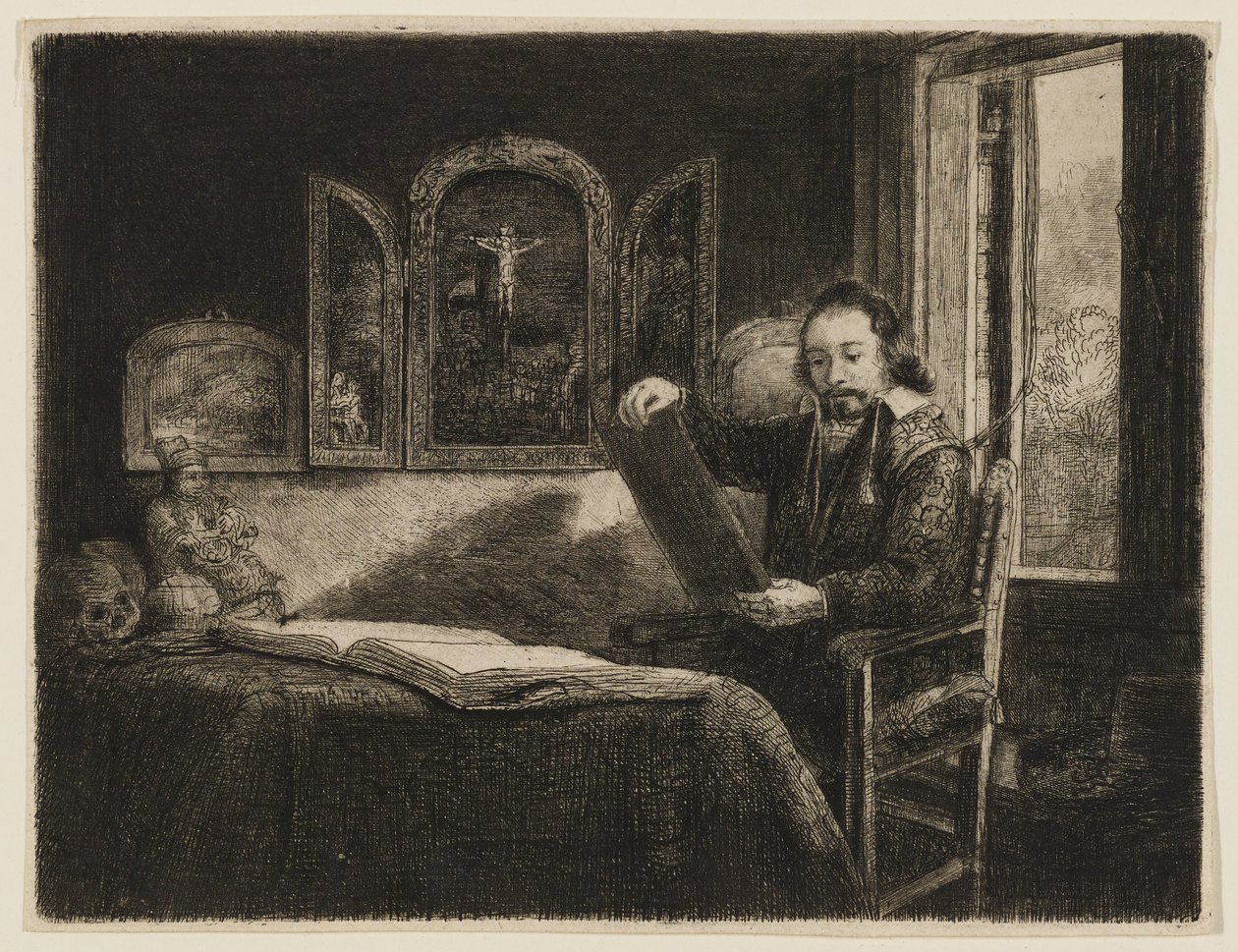 Abraham Francen, kunsthandelaar door Rembrandt van Rijn