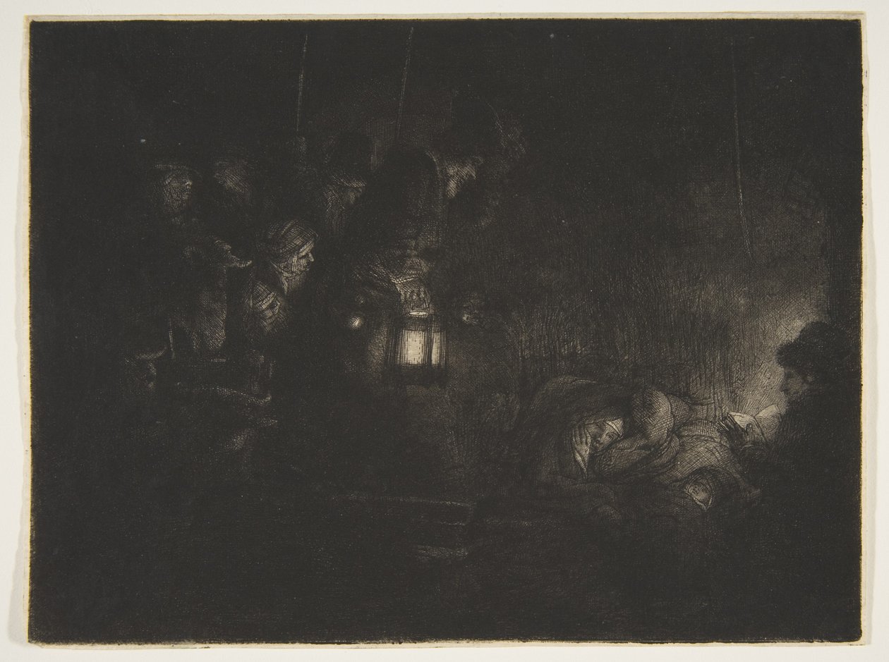 Aanbidding van de Herders: Een Nachtstuk door Rembrandt van Rijn