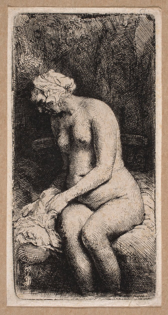Naakt van een vrouw „met haar voeten in het water“ door Rembrandt van Rijn