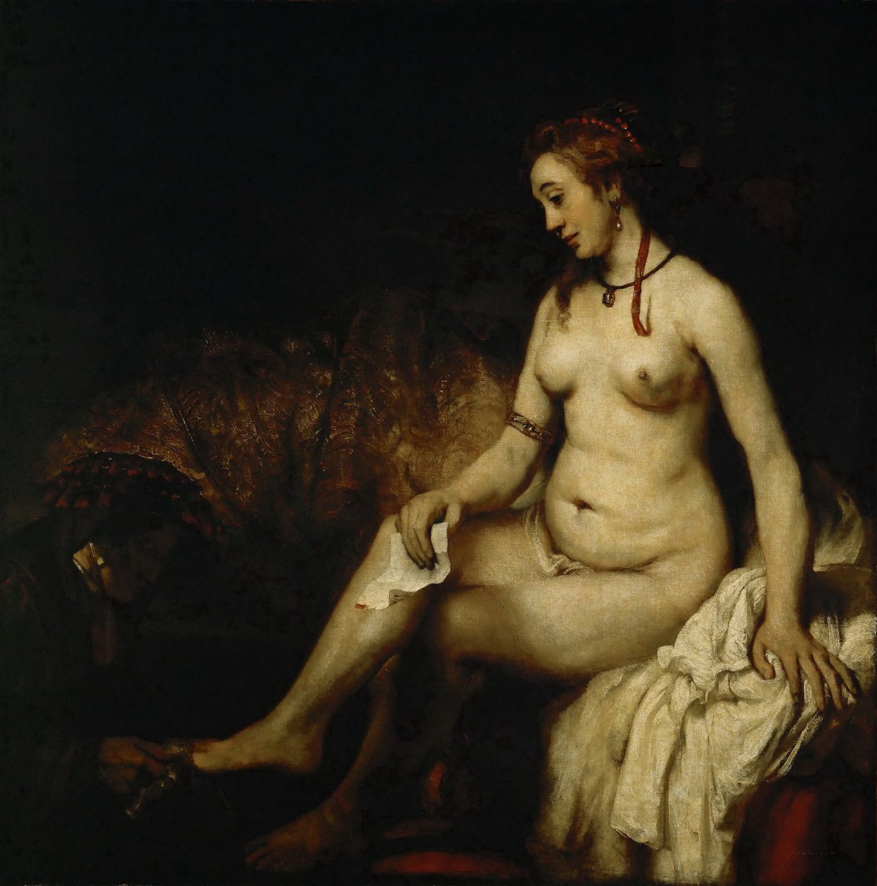 Bathseba bij haar bad Bathseba met de brief van koning David door Rembrandt van Rijn