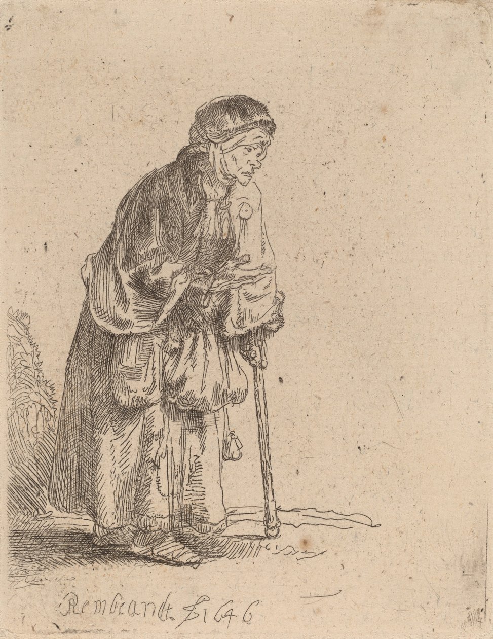 Bedelares Leunend op een Stok, 1646 door Rembrandt van Rijn
