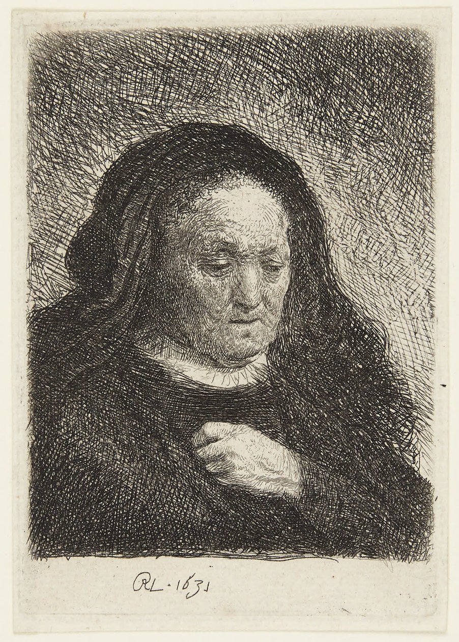 Buste van Rembrandts moeder door Rembrandt van Rijn