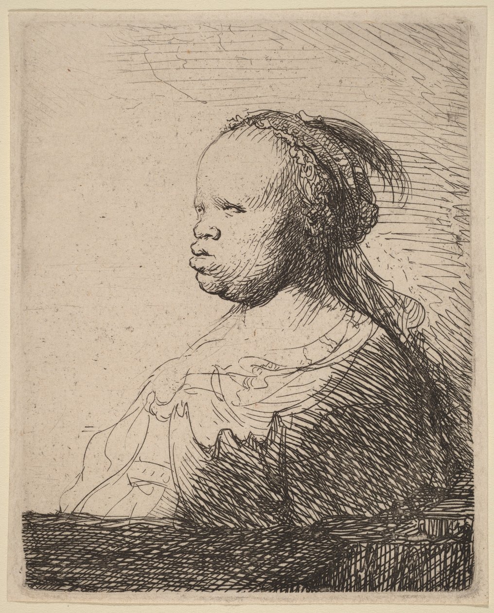 Buste van een Afrikaanse vrouw door Rembrandt van Rijn