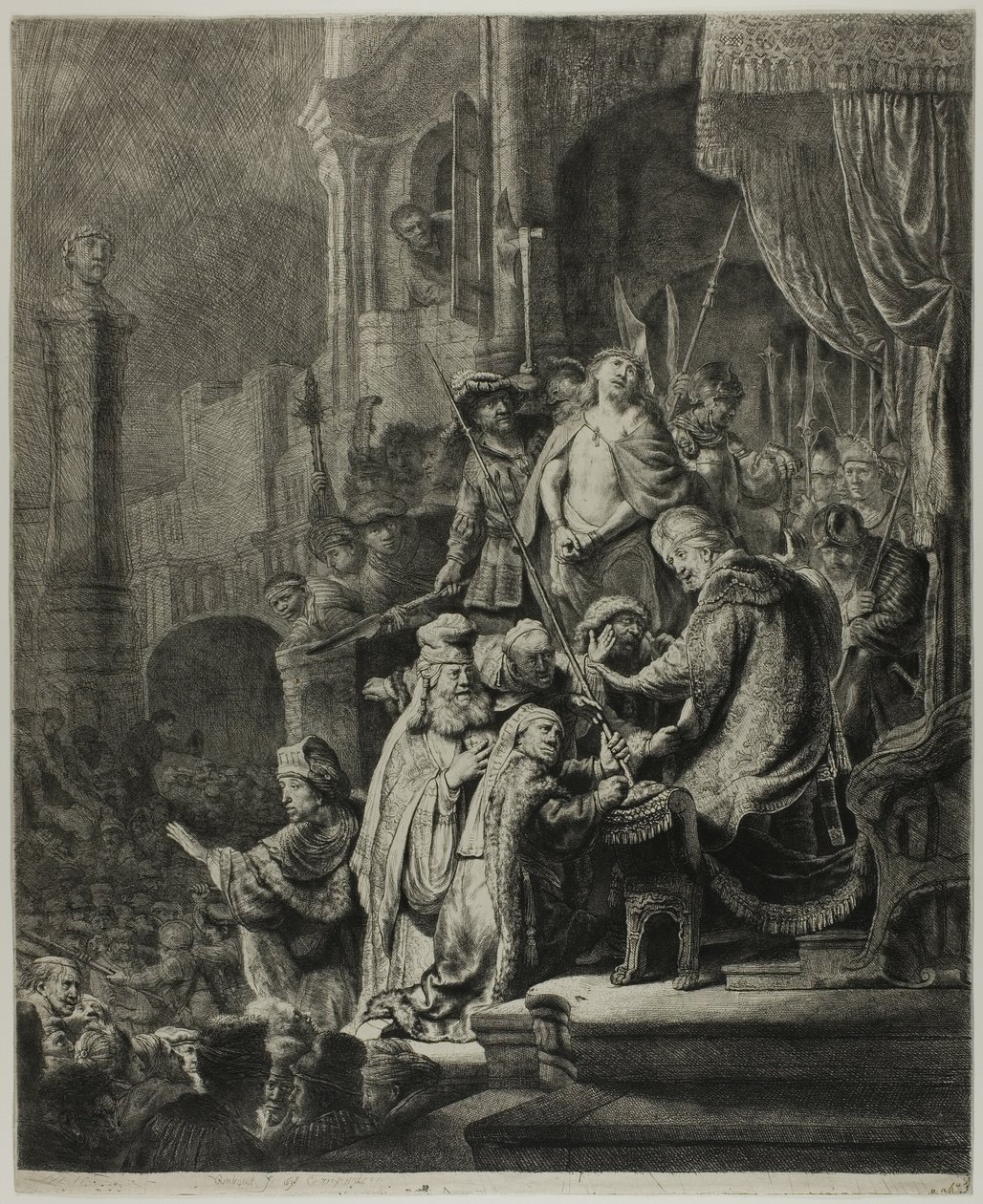 Christus voor Pilatus: Grote plaat door Rembrandt van Rijn