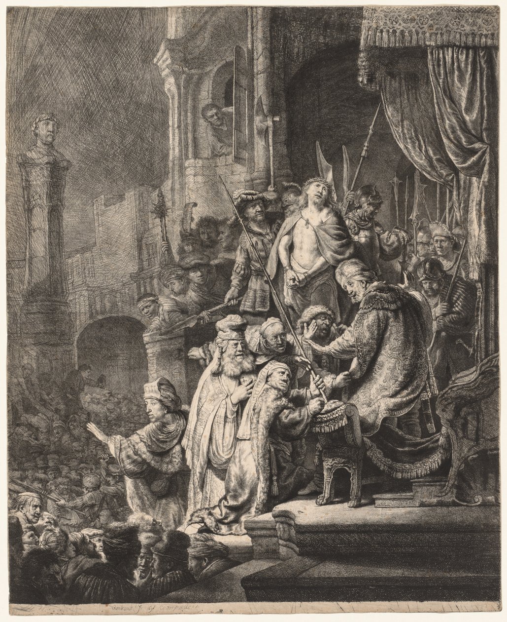 Christus voor Pilatus: Grote Plaat door Rembrandt van Rijn