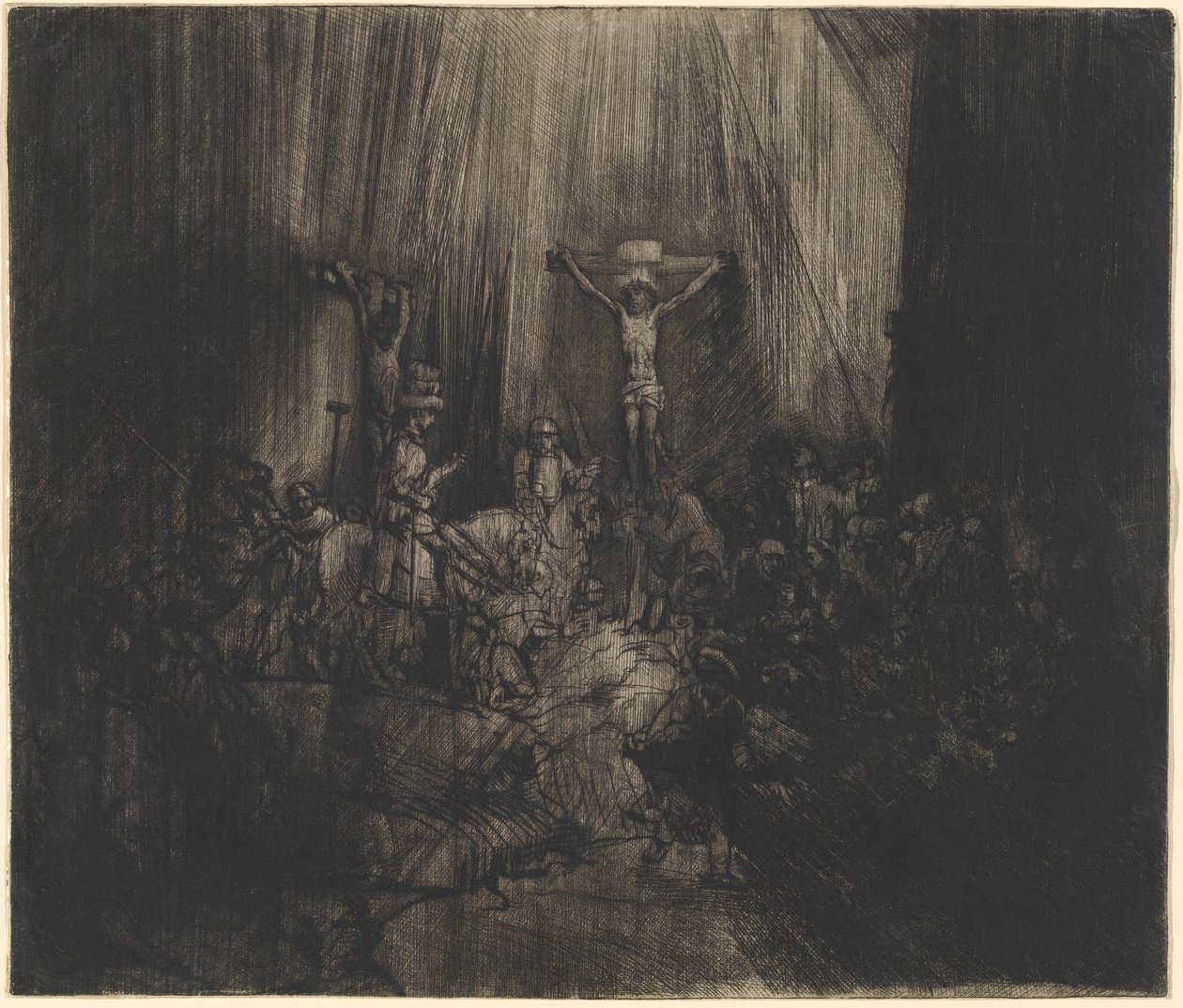 Christus Gekruisigd tussen de Twee Dieven (De Drie Kruisen) door Rembrandt van Rijn