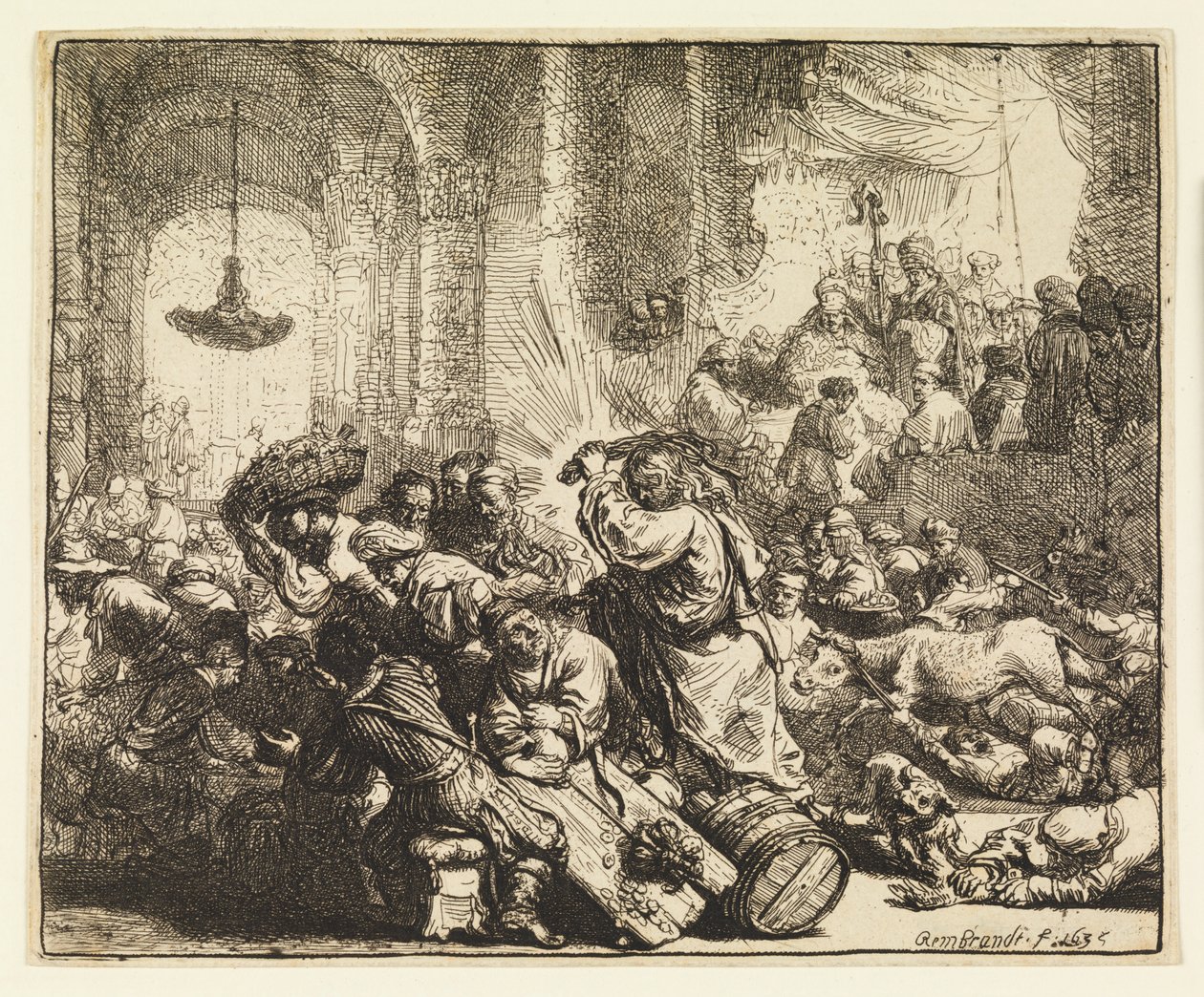 Christus Verdrijft de Geldwisselaars uit de Tempel door Rembrandt van Rijn