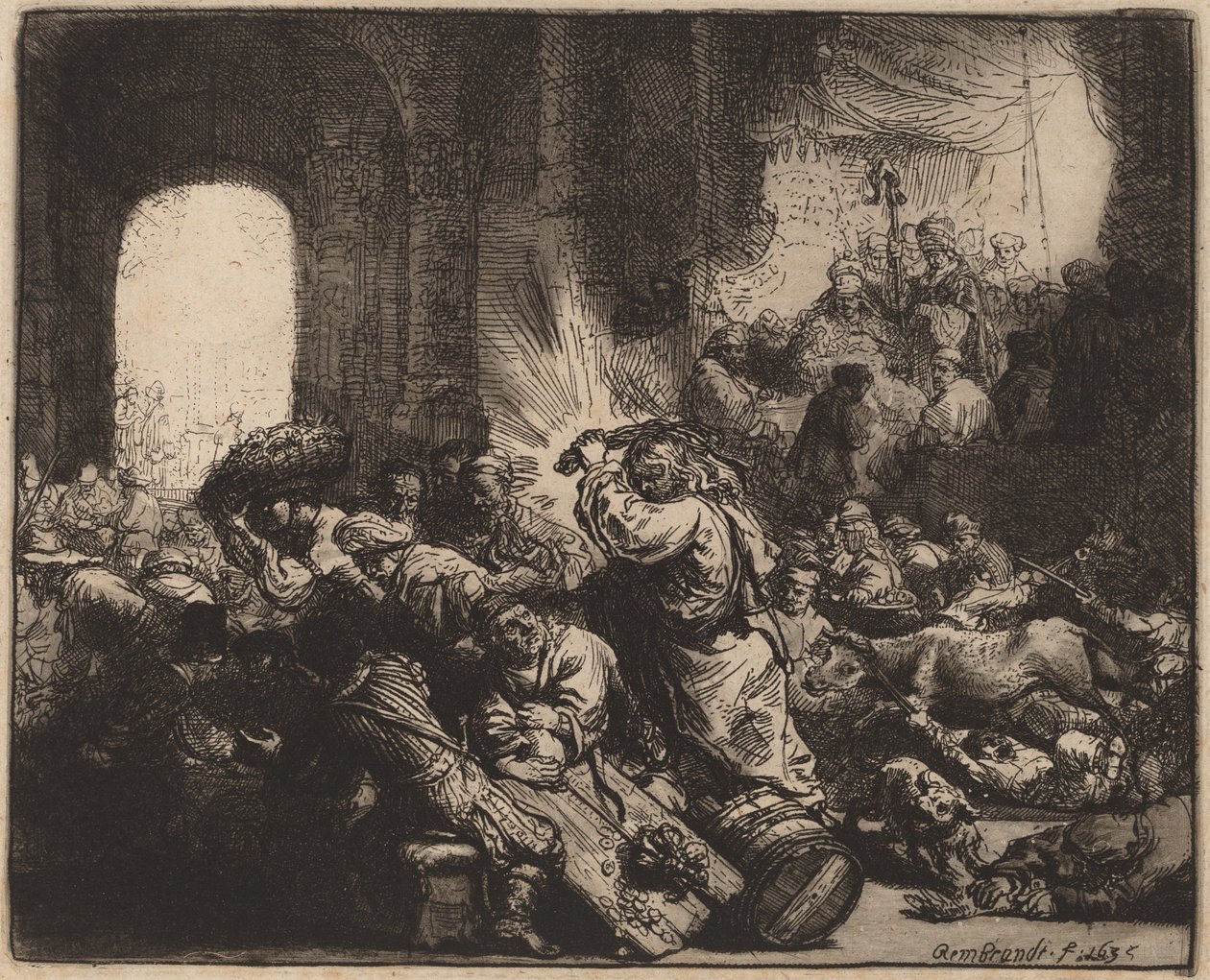 Christus Verdrijft de Geldwisselaars uit de Tempel door Rembrandt van Rijn
