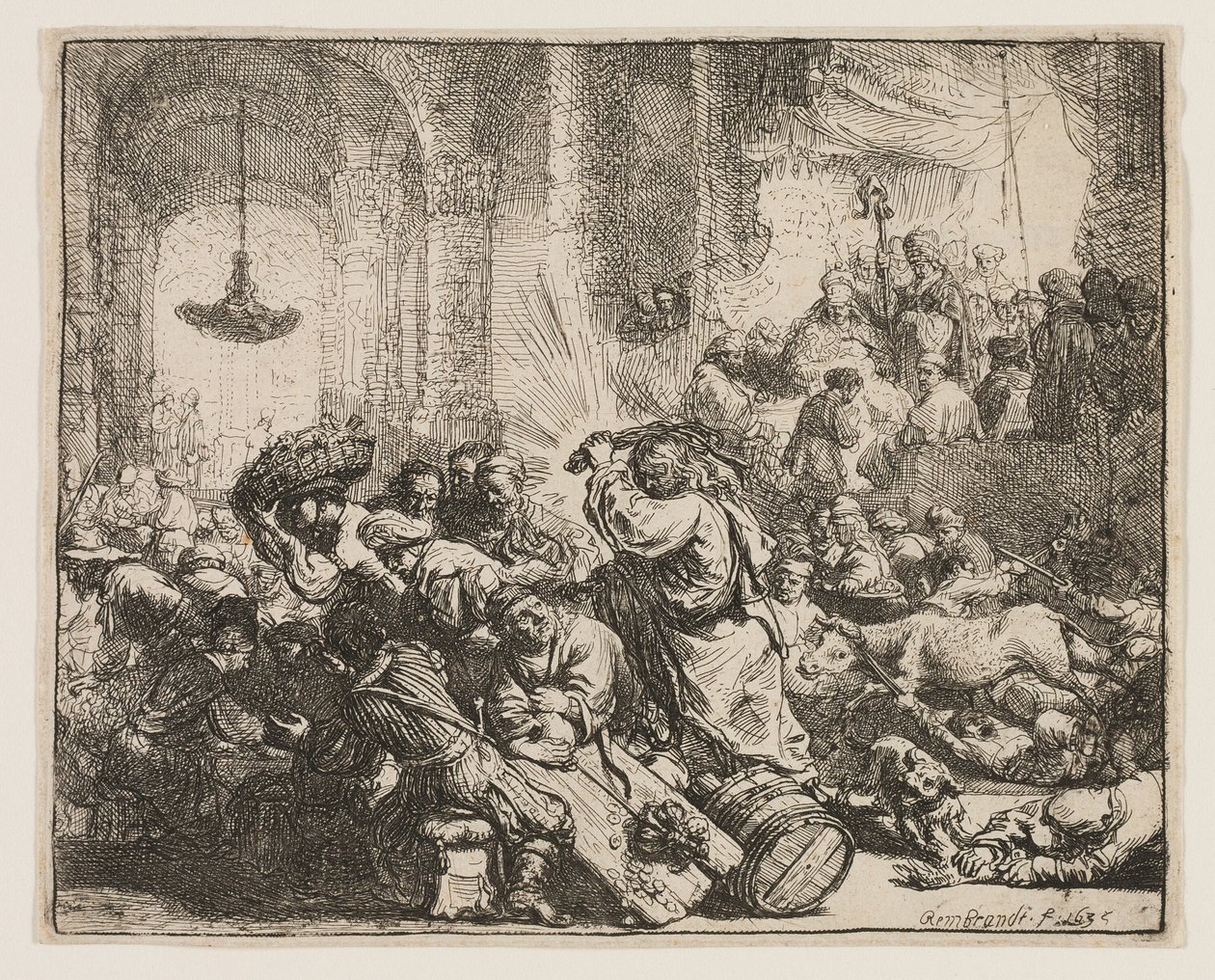 Christus verdrijft de geldwisselaars uit de tempel door Rembrandt van Rijn