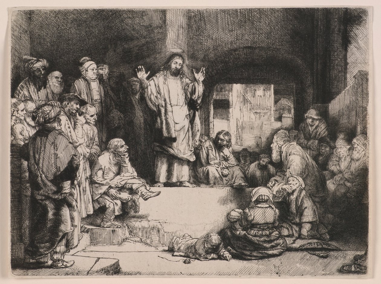 Christ Preaching (Het kleine graf) door Rembrandt van Rijn