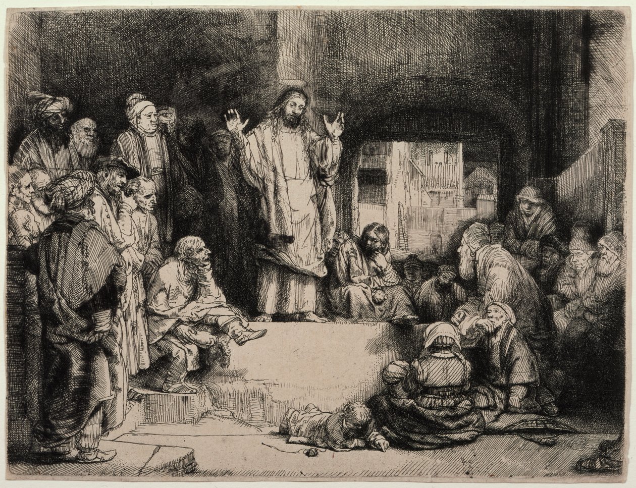 Christ Preaching (Het kleine graf) door Rembrandt van Rijn