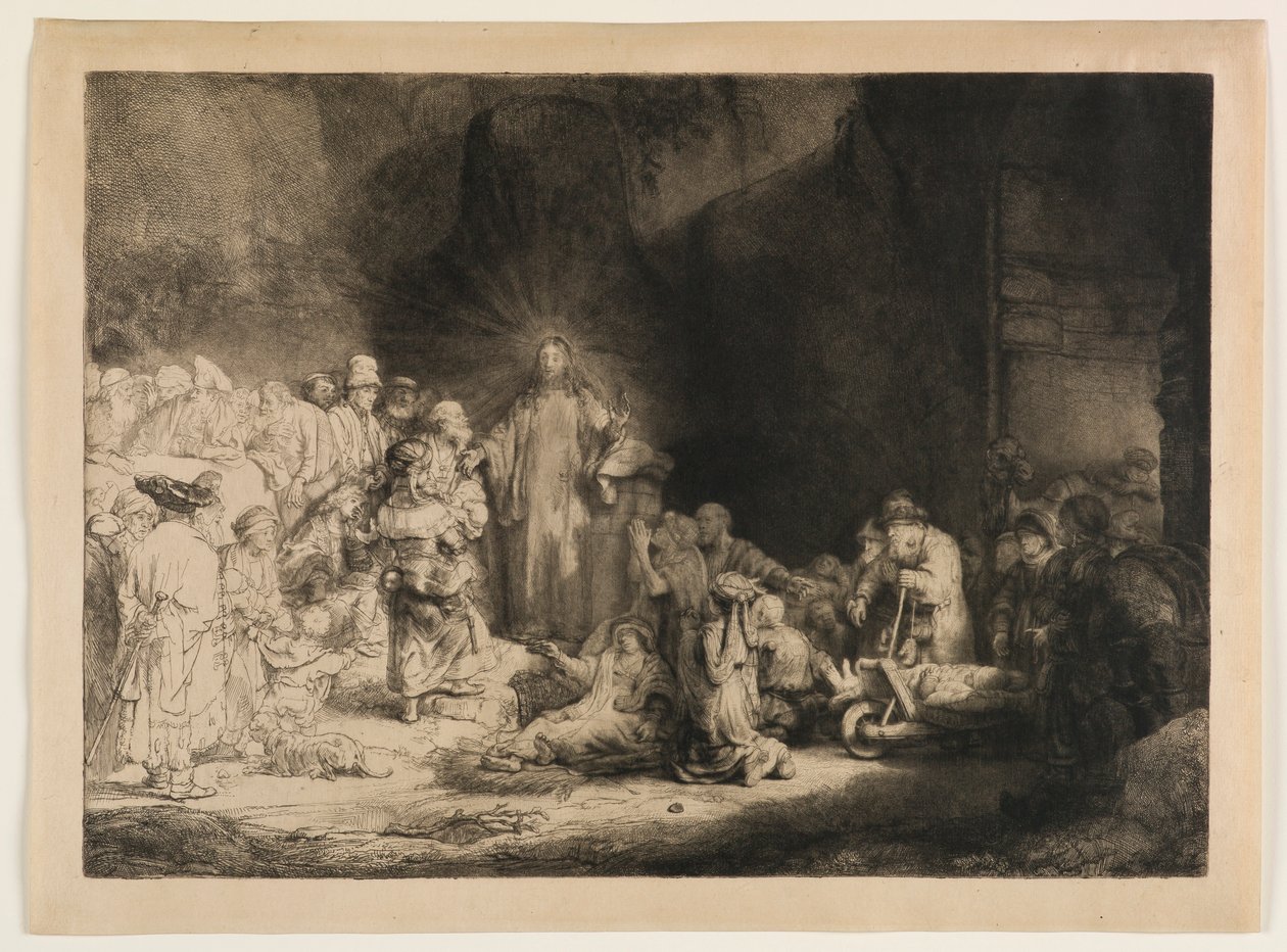 Christus predikt (De honderdguldenprent) door Rembrandt van Rijn