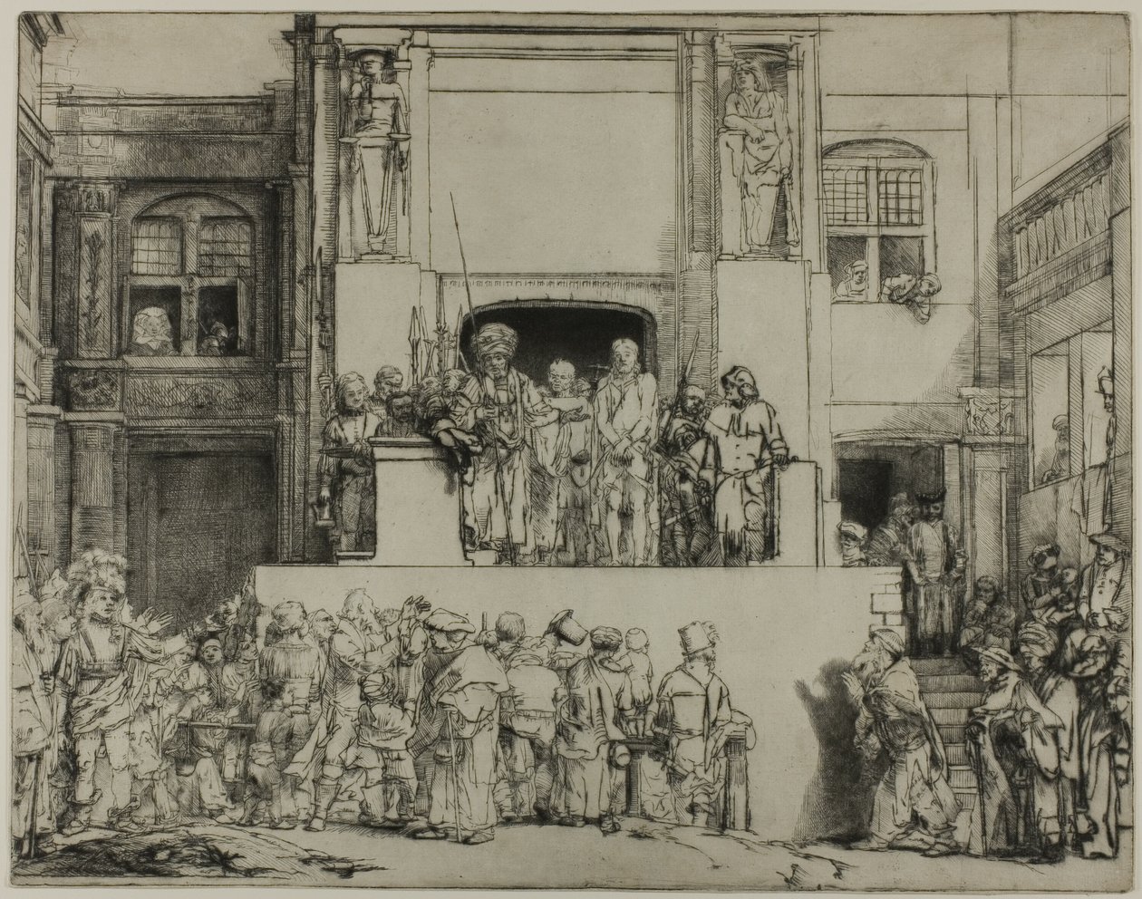 Christus gepresenteerd aan het volk: Langwerpige plaat door Rembrandt van Rijn