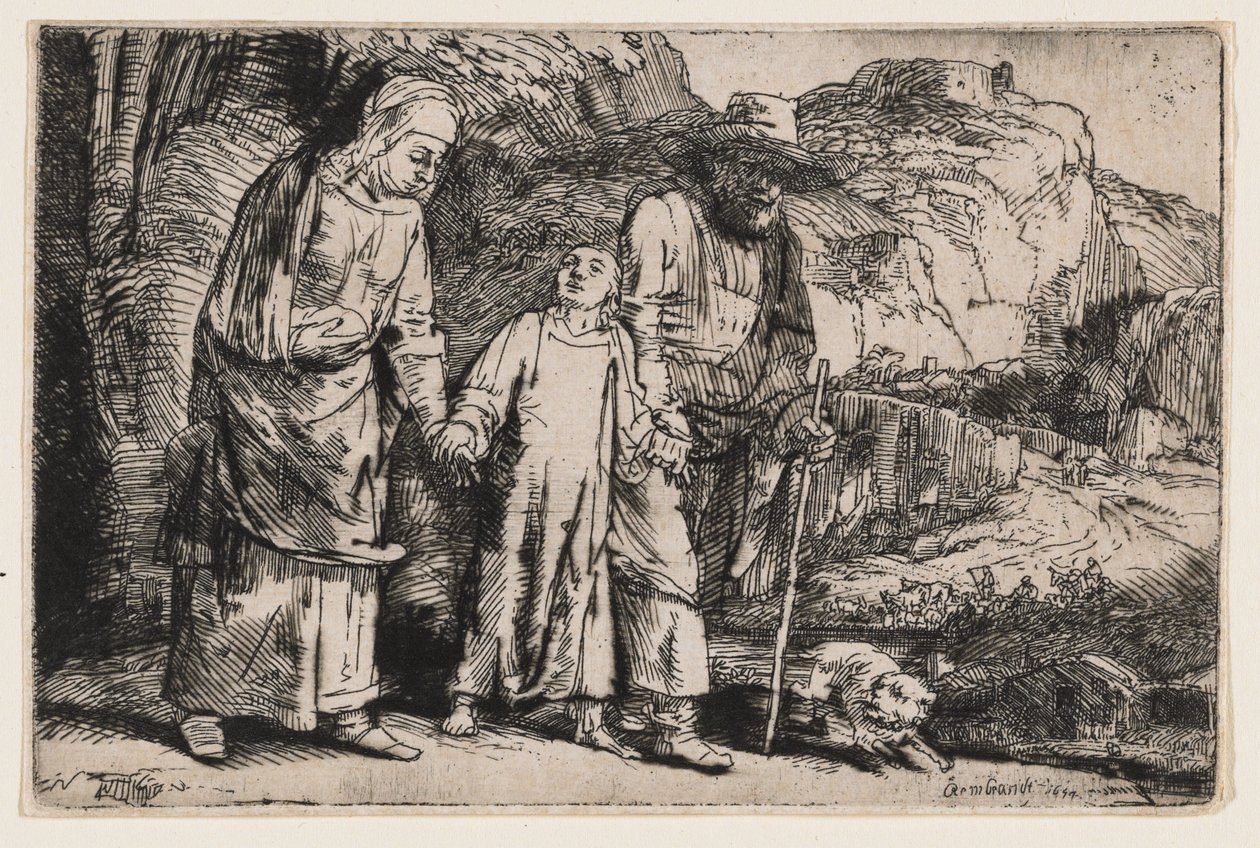 Christus keert met zijn ouders terug uit de tempel door Rembrandt van Rijn