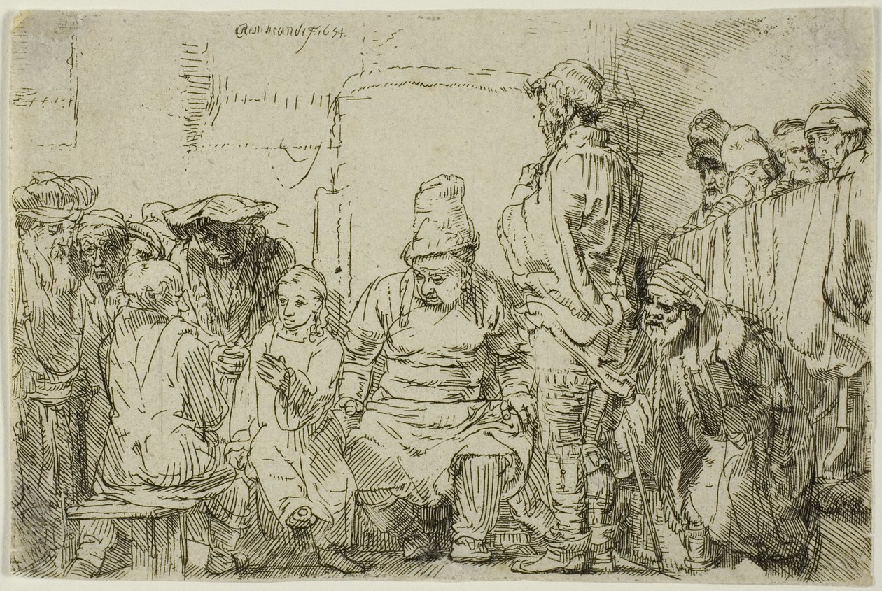 Christus zittend in discussie met de dokters door Rembrandt van Rijn