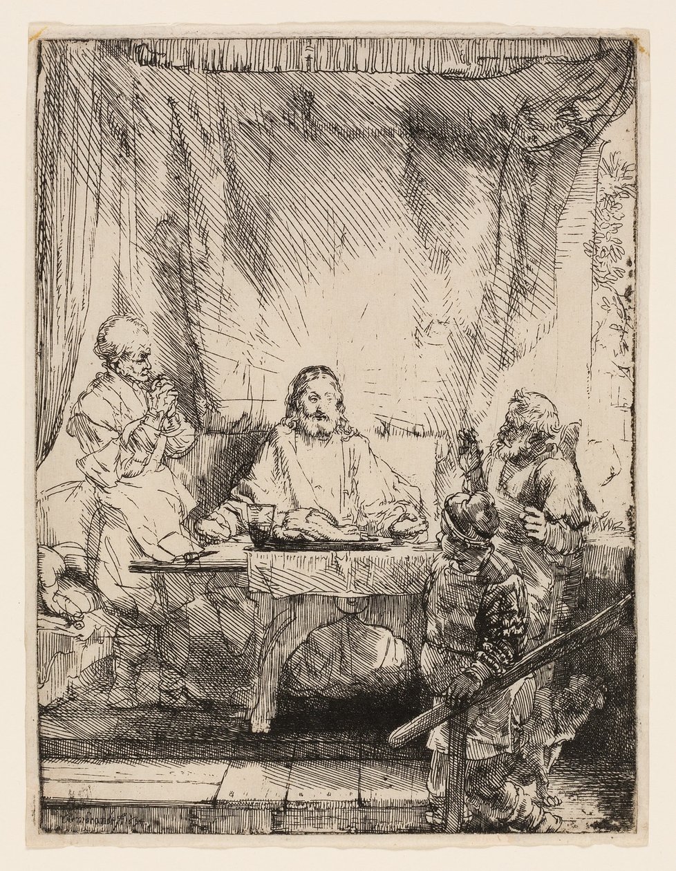 Christus in Emmaus: De grotere plaat door Rembrandt van Rijn