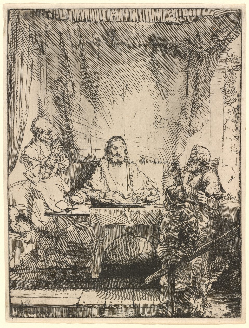 Christus in Emmaüs: de Grotere Plaat door Rembrandt van Rijn
