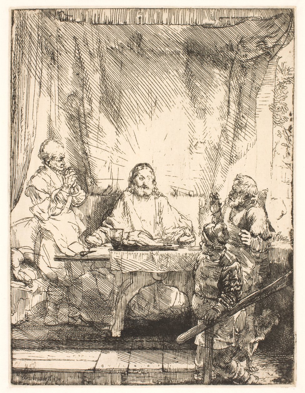Christus in Emmaüs: de grotere plaat door Rembrandt van Rijn