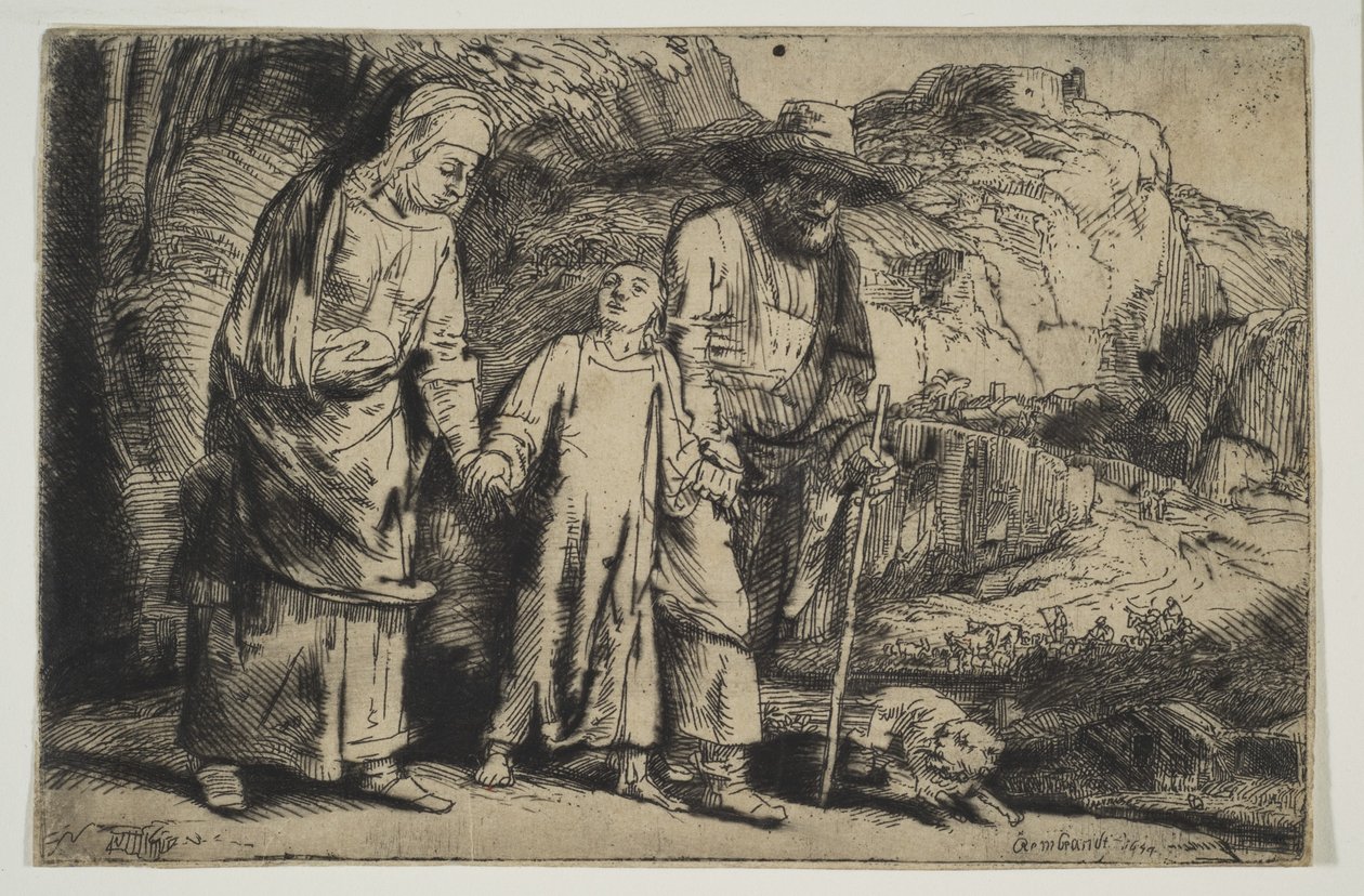 Christus tussen zijn ouders, terugkerend uit de tempel, 1654 door Rembrandt van Rijn