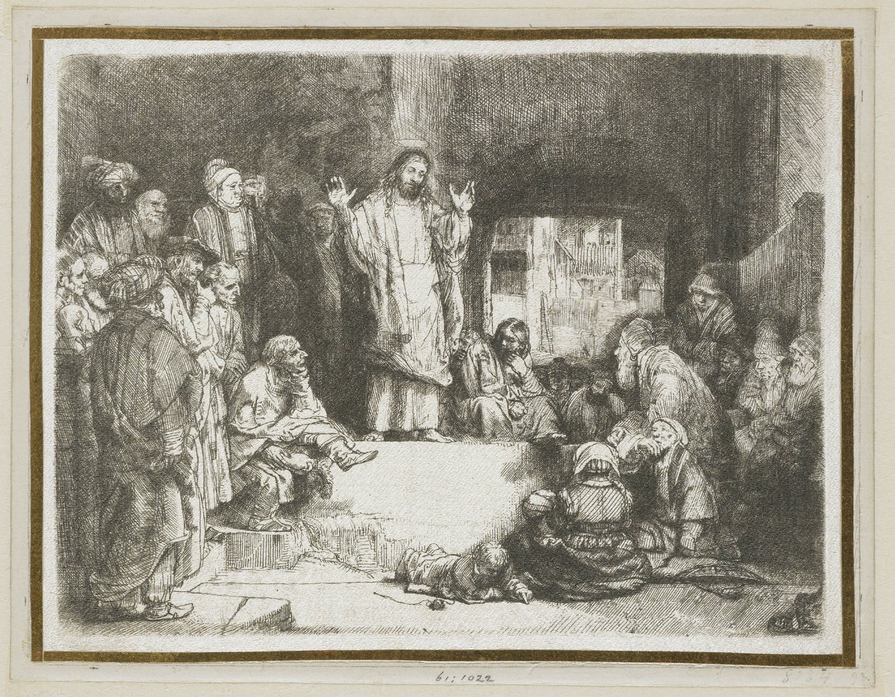 Christus predikt (‘Het kleine graf’) door Rembrandt van Rijn
