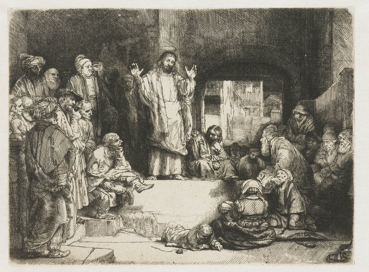Christus predikt (‘Het kleine graf’) door Rembrandt van Rijn