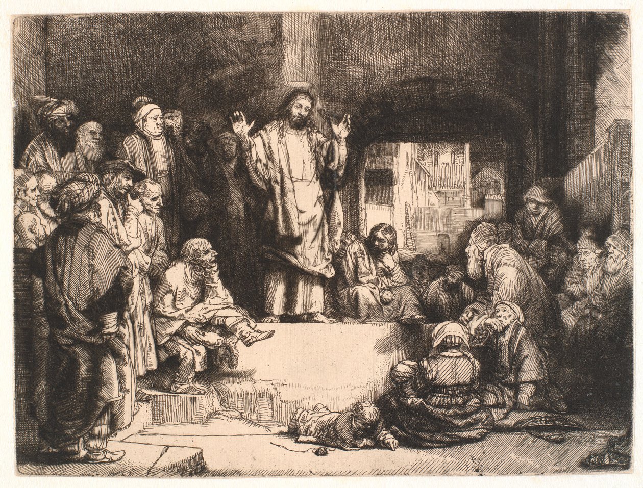 Christus predikend ("La petite tombe") door Rembrandt van Rijn