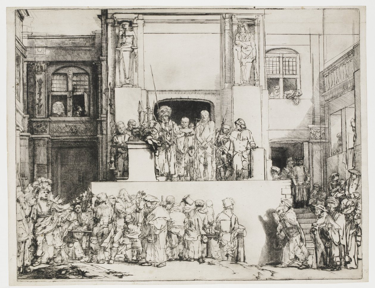 Christus wordt aan het volk getoond: langwerpige plaat door Rembrandt van Rijn