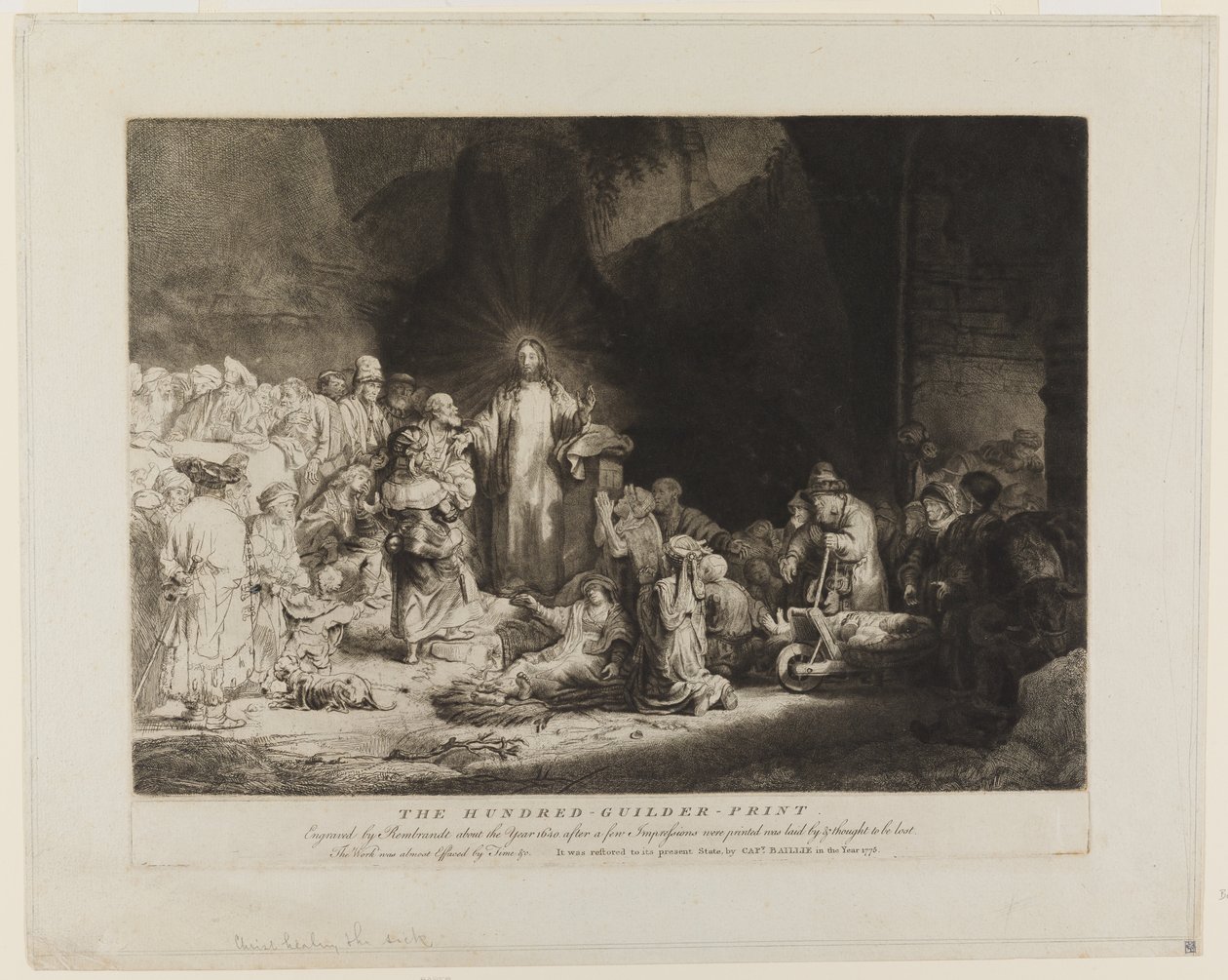 Christus, omringd door zieken, terwijl Hij de kleine kinderen ontvangt door Rembrandt van Rijn
