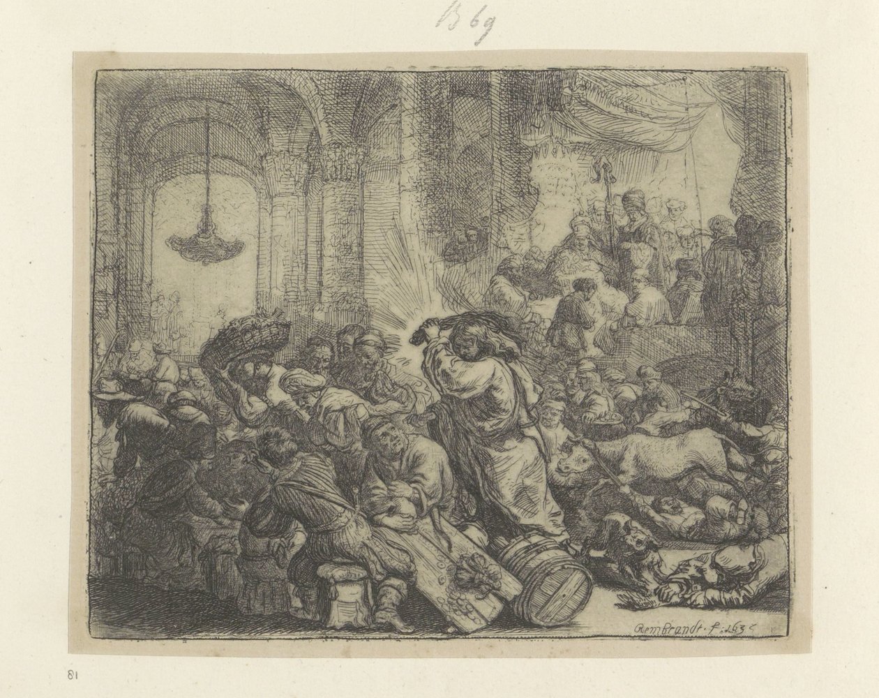 Christus verjaagt de geldwisselaars uit de Tempel door Rembrandt van Rijn