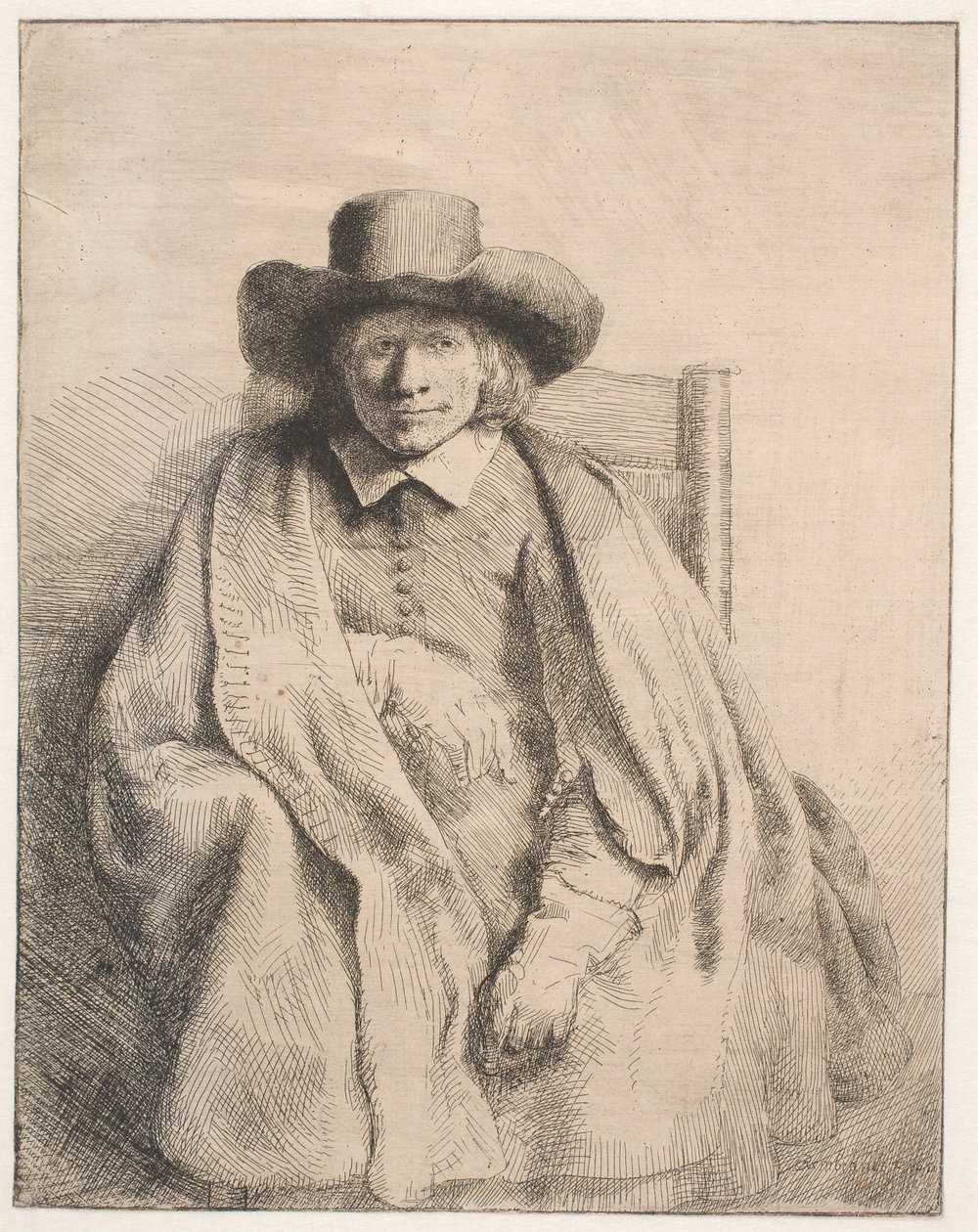 Clement de Jonghe, prentverkoper door Rembrandt van Rijn