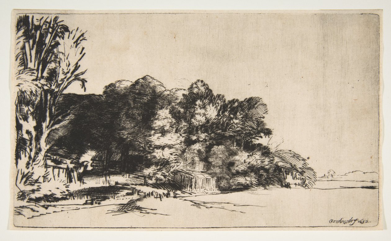 Boomgroep met een Uitzicht, 1652 door Rembrandt van Rijn