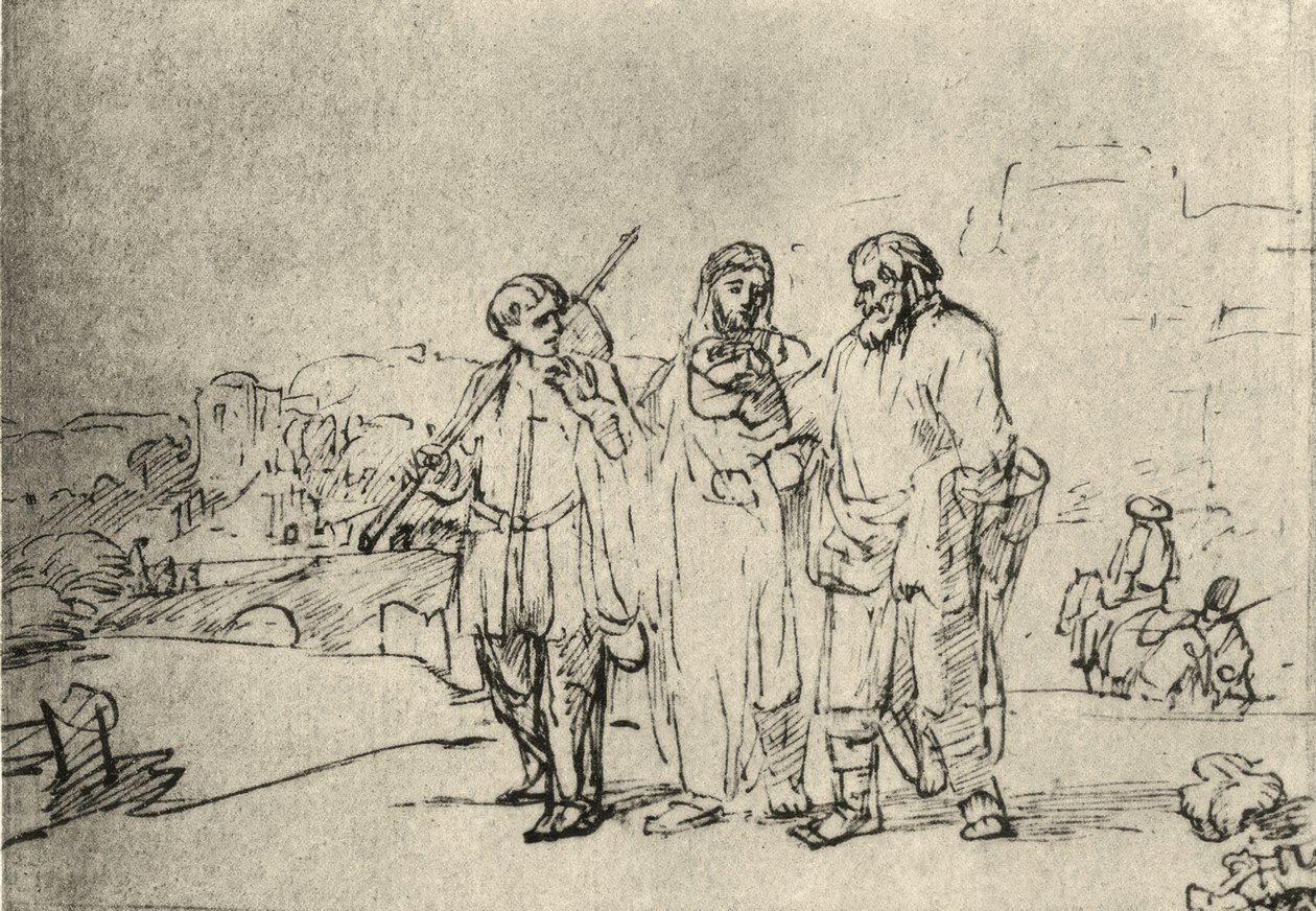 De weg naar Emmaüs door Rembrandt van Rijn