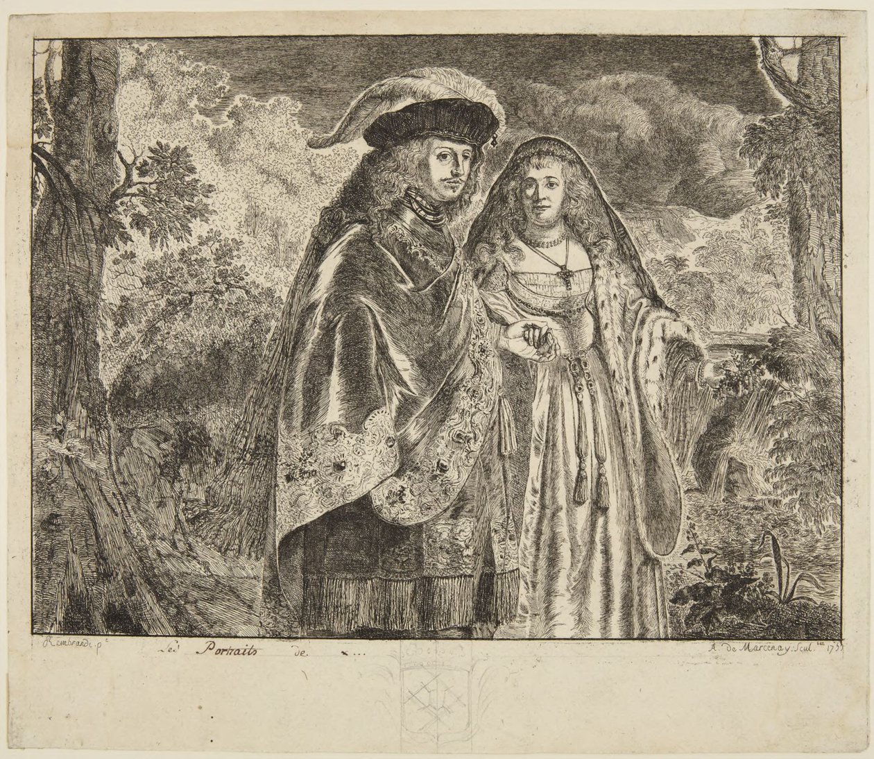 Genoemd „De man met de witte veer“ door Rembrandt van Rijn
