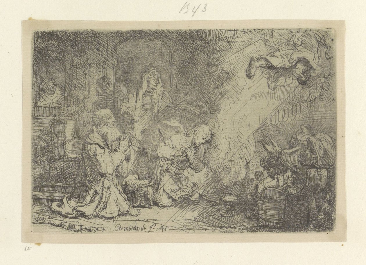 Engel verlaat Tobias en zijn gezin door Rembrandt van Rijn