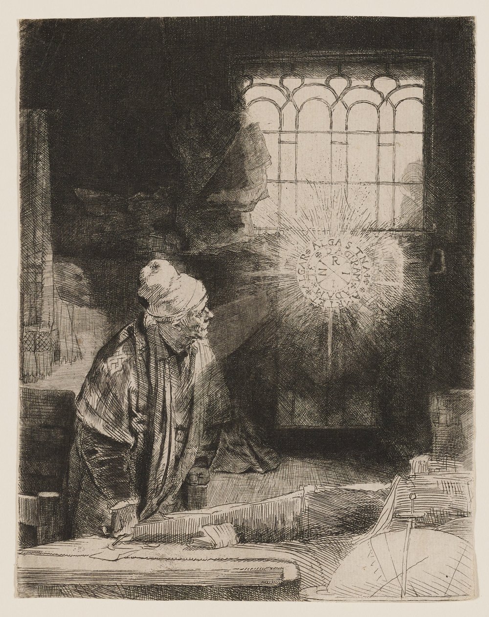 Faust (De geleerde in zijn studeerkamer) door Rembrandt van Rijn