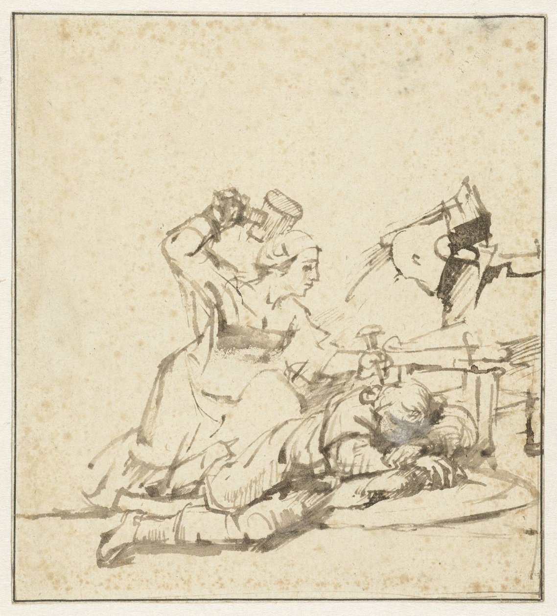 Jaël doodt Sisera door Rembrandt van Rijn